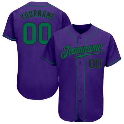 Personalized Purple Kelly Green-Black Authentic Baseball Jersey Team Custom Name and Number