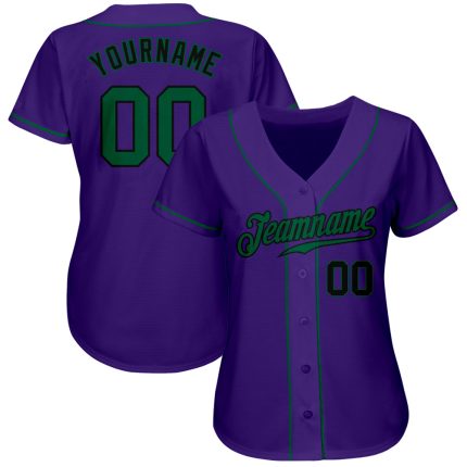 Personalized Purple Kelly Green-Black Authentic Baseball Jersey Team Custom Name and Number