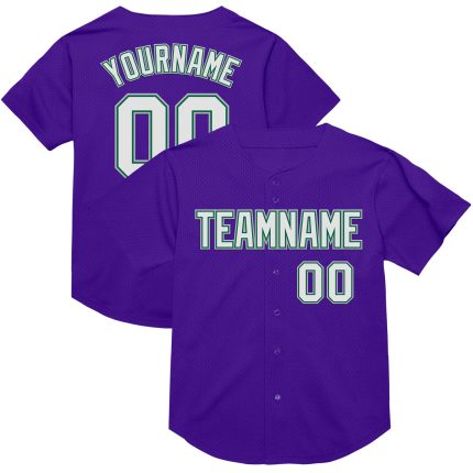 Personalized Purple Kelly Green-Gray Mesh Authentic Throwback Baseball Jersey Team Custom Name and Number