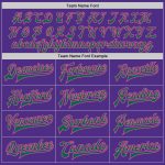 Personalized Purple Kelly Green-Pink Bomber Full-Snap Varsity Letterman Two Tone Jacket Team Custom Name and Number