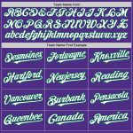 Personalized Purple Kelly Green Pinstripe White Two-Button Unisex Softball Jersey Team Custom Name and Number