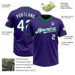 Personalized Purple Kelly Green Pinstripe White Two-Button Unisex Softball Jersey Team Custom Name and Number