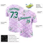 Personalized Purple Kelly Green-White 3D Pattern Design Flowers Performance T-Shirt Team Custom Name and Number