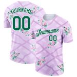 Personalized Purple Kelly Green-White 3D Pattern Design Flowers Performance T-Shirt Team Custom Name and Number