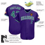 Personalized Purple Kelly Green-White Authentic Baseball Jersey