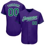 Personalized Purple Kelly Green-White Authentic Baseball Jersey Team Custom Name and Number