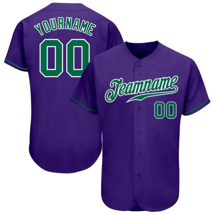 Personalized Purple Kelly Green-White Authentic Baseball Jersey Team Custom Name and Number