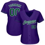 Personalized Purple Kelly Green-White Authentic Baseball Jersey Team Custom Name and Number