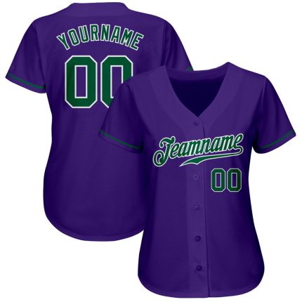 Personalized Purple Kelly Green-White Authentic Baseball Jersey Team Custom Name and Number