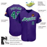 Personalized Purple Kelly Green-White Authentic Baseball Jersey Team Custom Name and Number