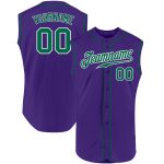 Personalized Purple Kelly Green-White Authentic Sleeveless Baseball Jersey Team Custom Name and Number