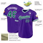 Personalized Purple Kelly Green-White Authentic Throwback Baseball Jersey Team Custom Name and Number