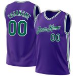 Personalized Purple Kelly Green-White Authentic Throwback Basketball Jersey