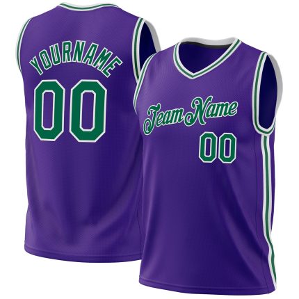 Personalized Purple Kelly Green-White Authentic Throwback Basketball Jersey