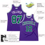 Personalized Purple Kelly Green-White Authentic Throwback Basketball Jersey Team Custom Name and Number