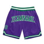 Personalized Purple Kelly Green-White Authentic Throwback Basketball Shorts Team Custom Name and Number