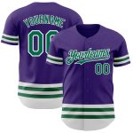 Personalized Purple Kelly Green-White Line Authentic Baseball Jersey Team Custom Name and Number
