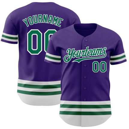 Personalized Purple Kelly Green-White Line Authentic Baseball Jersey Team Custom Name and Number