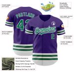 Personalized Purple Kelly Green-White Line Authentic Baseball Jersey Team Custom Name and Number