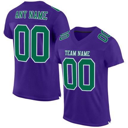 Personalized Purple Kelly Green-White Mesh Authentic Football Jersey Team Custom Name and Number