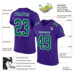 Personalized Purple Kelly Green-White Mesh Authentic Football Jersey Team Custom Name and Number
