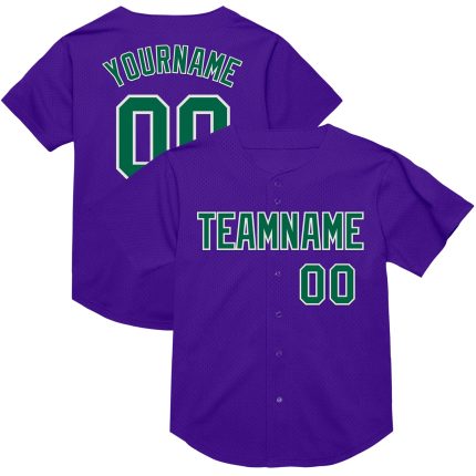 Personalized Purple Kelly Green-White Mesh Authentic Throwback Baseball Jersey