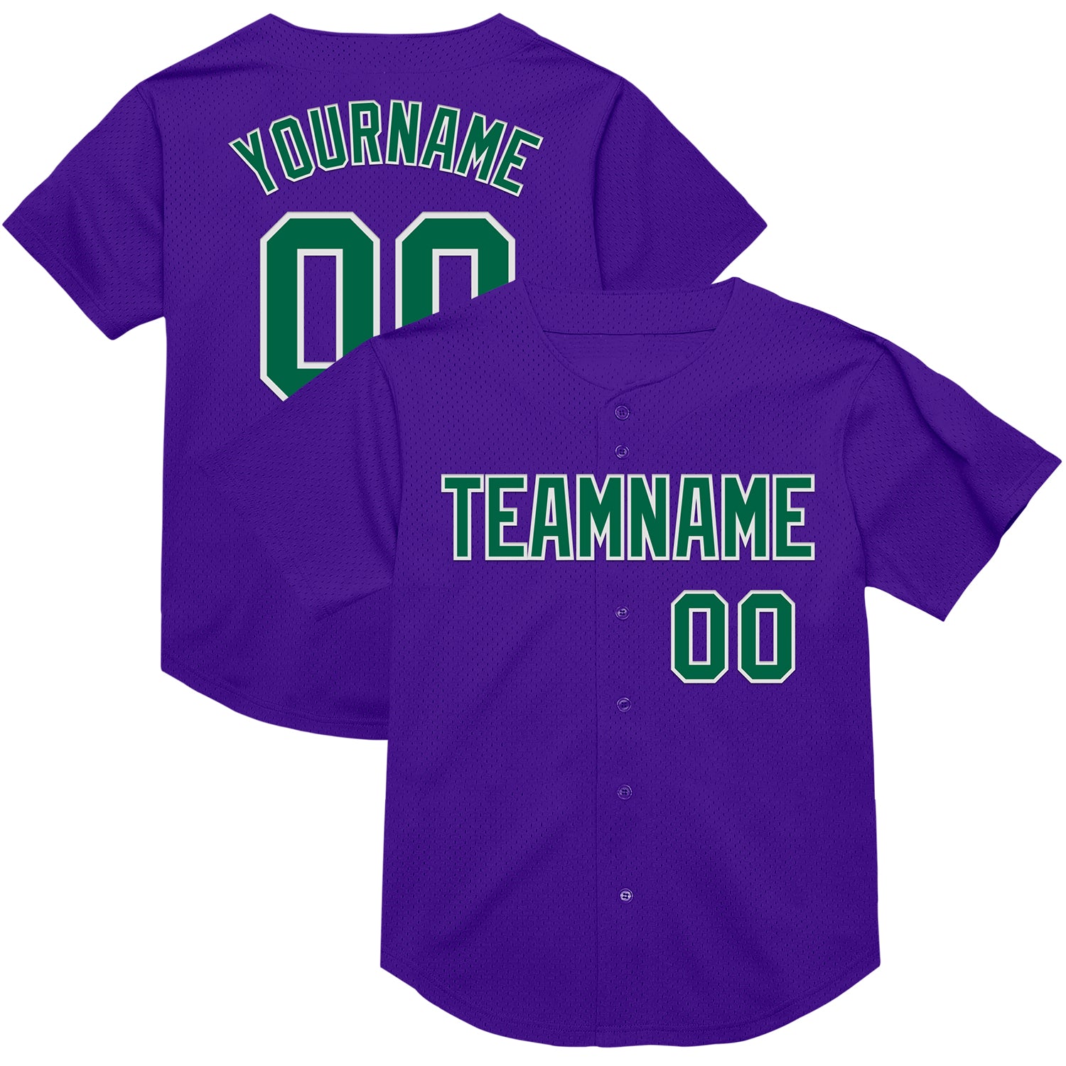 Personalized Purple Kelly Green-White Mesh Authentic Throwback Baseball Jersey