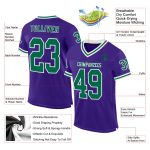 Personalized Purple Kelly Green-White Mesh Authentic Throwback Football Jersey Team Custom Name and Number