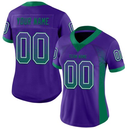 Personalized Purple Kelly Green-White Mesh Drift Fashion Football Jersey Team Custom Name and Number