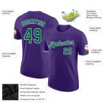 Personalized Purple Kelly Green-White Performance T-Shirt Team Custom Name and Number