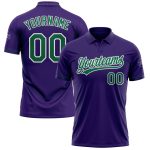 Personalized Purple Kelly Green-White Performance Vapor Golf Polo Shirt Team Custom Name and Number