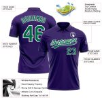 Personalized Purple Kelly Green-White Performance Vapor Golf Polo Shirt Team Custom Name and Number