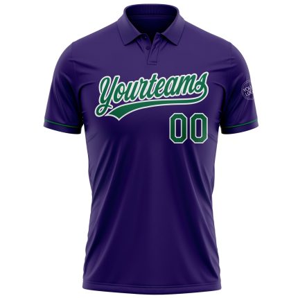 Personalized Purple Kelly Green-White Performance Vapor Golf Polo Shirt Team Custom Name and Number