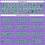 Personalized Purple Kelly Green-White Stitched Cuffed Knit Hat Team Custom Name and Number