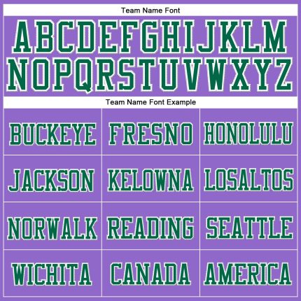 Personalized Purple Kelly Green-White Stitched Cuffed Knit Hat Team Custom Name and Number