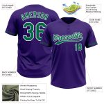 Personalized Purple Kelly Green-White Two-Button Unisex Softball Jersey