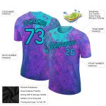 Personalized Purple Lakes Blue-Black 3D Pattern Design Holi Festival Color Powder Performance T-Shirt Team Custom Name and Number