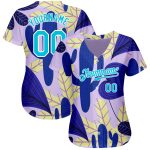 Personalized Purple Lakes Blue-White 3D Pattern Design Cactus And Leaves Authentic Baseball Jersey Team Custom Name and Number