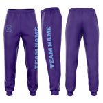 Personalized Purple Light Blue Fleece Jogger Sweatpants Team Custom Name and Number