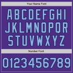 Personalized Purple Light Blue-Navy Bomber Full-Snap Varsity Letterman Jacket Team Custom Name and Number