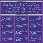 Personalized Purple Light Blue-Navy Bomber Full-Snap Varsity Letterman Jacket Team Custom Name and Number