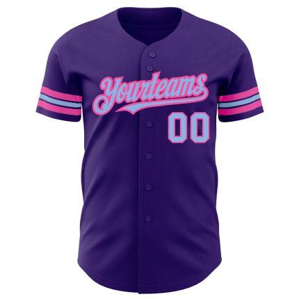 Personalized Purple Light Blue-Pink Authentic Baseball Jersey