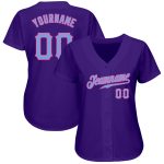 Personalized Purple Light Blue-Pink Authentic Baseball Jersey Team Custom Name and Number