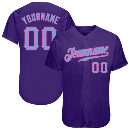 Personalized Purple Light Blue-Pink Authentic Baseball Jersey Team Custom Name and Number