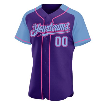 Personalized Purple Light Blue-Pink Authentic Raglan Sleeves Baseball Jersey Team Custom Name and Number