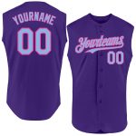 Personalized Purple Light Blue-Pink Authentic Sleeveless Baseball Jersey