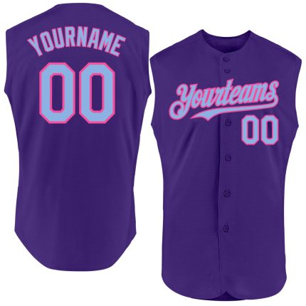 Personalized Purple Light Blue-Pink Authentic Sleeveless Baseball Jersey