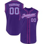 Personalized Purple Light Blue-Pink Authentic Sleeveless Baseball Jersey Team Custom Name and Number