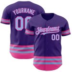 Personalized Purple Light Blue-Pink Line Authentic Baseball Jersey Team Custom Name and Number
