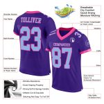Personalized Purple Light Blue-Pink Mesh Authentic Football Jersey